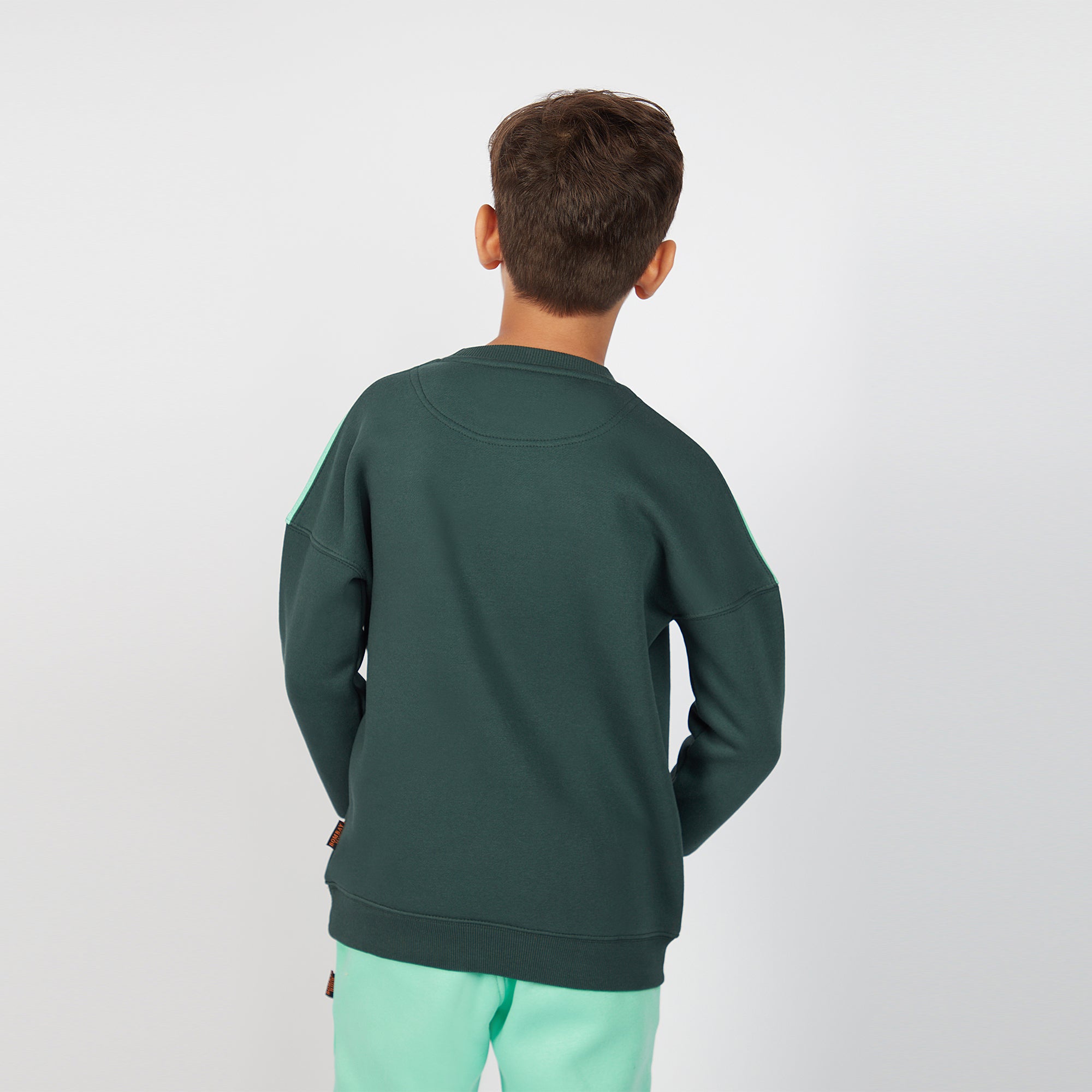 Bombay High Boy's Jungle Green Color Block Knit Sweatshirt