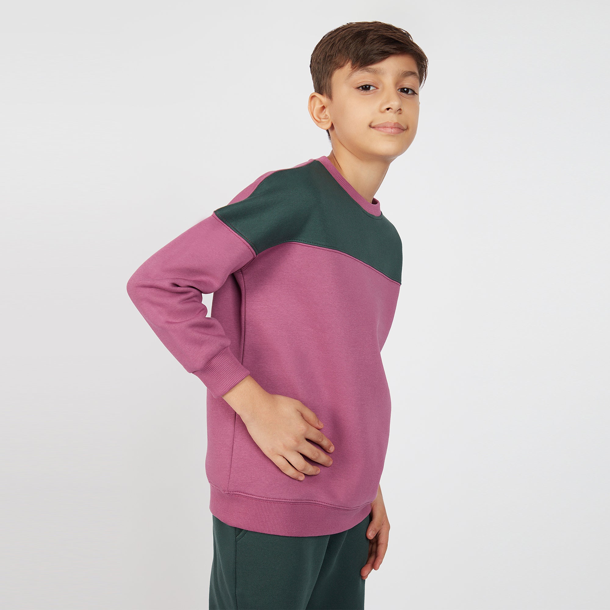 Bombay High Boy's Purple Color Block Knit Sweatshirt