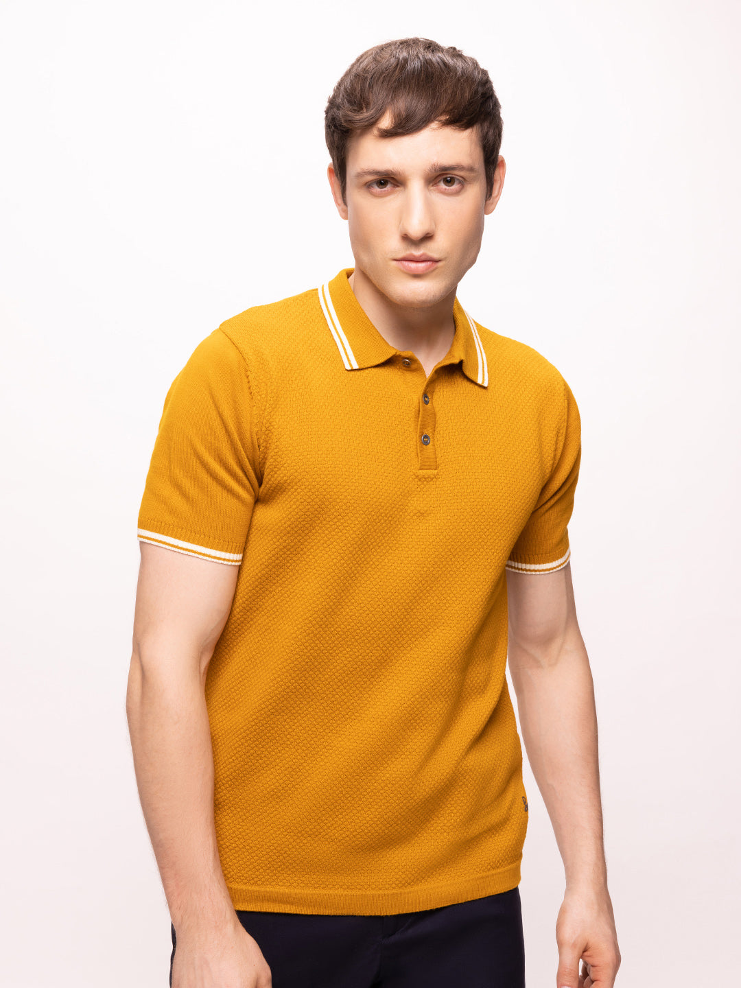 Bombay High Ochre Gold Men's Premium Cotton Knit Polo T-Shirt