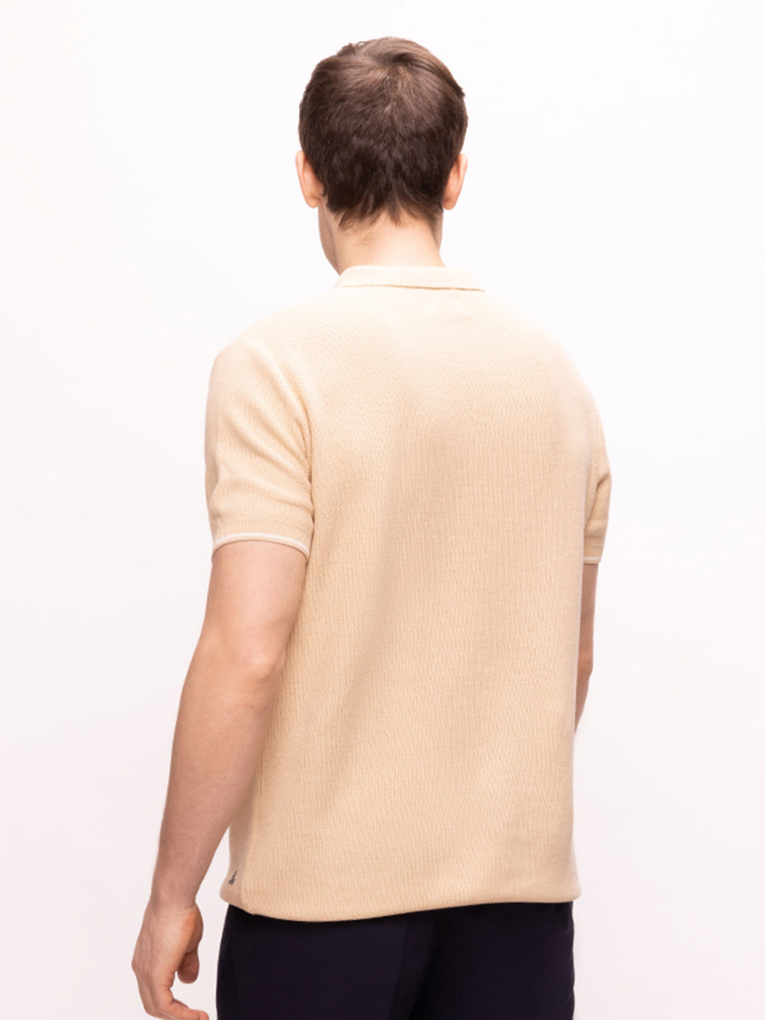 Bombay High Men's Beige Sand Premium Cotton Knit Polo T-Shirt