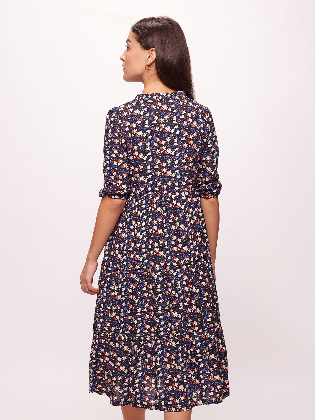 Bombay High Women's Floral Print Premium Viscose Midi Length Dress