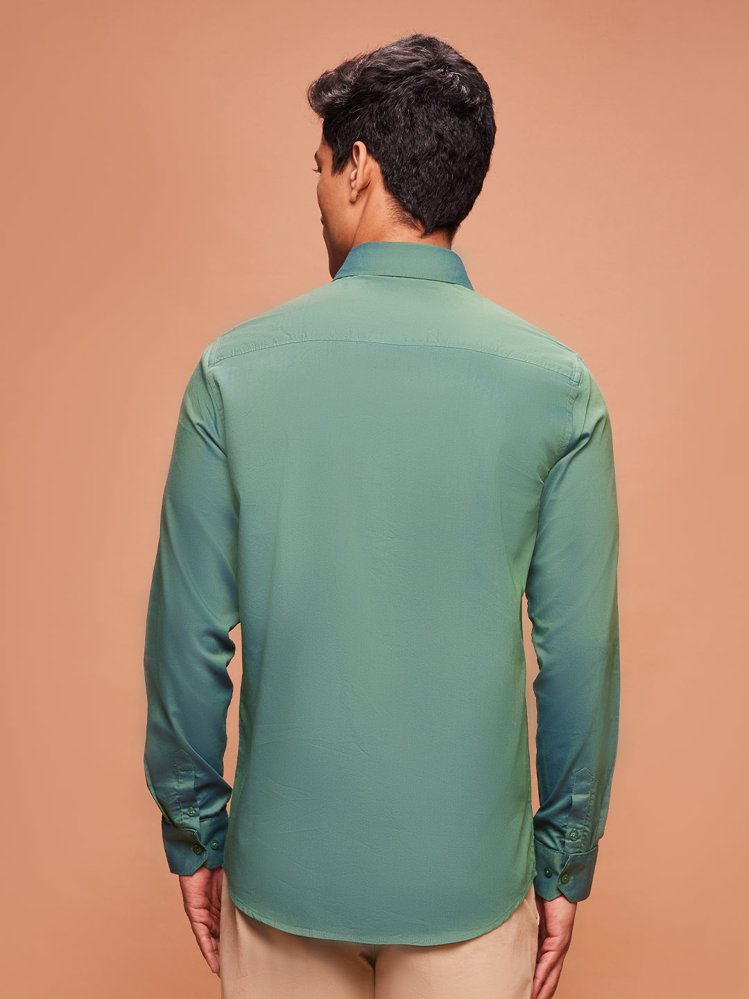 Bombay High Men's Solid Eco Green Shirt