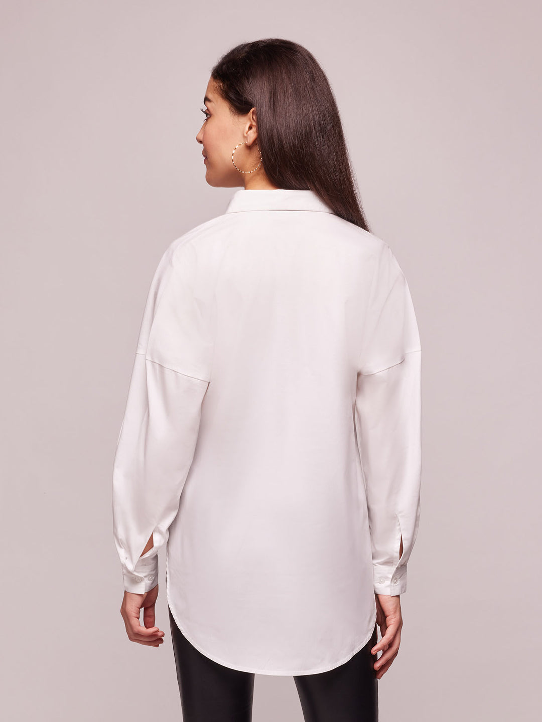 Bombay High Women's Bright White Oversized High-Low Hem Solid Shirt