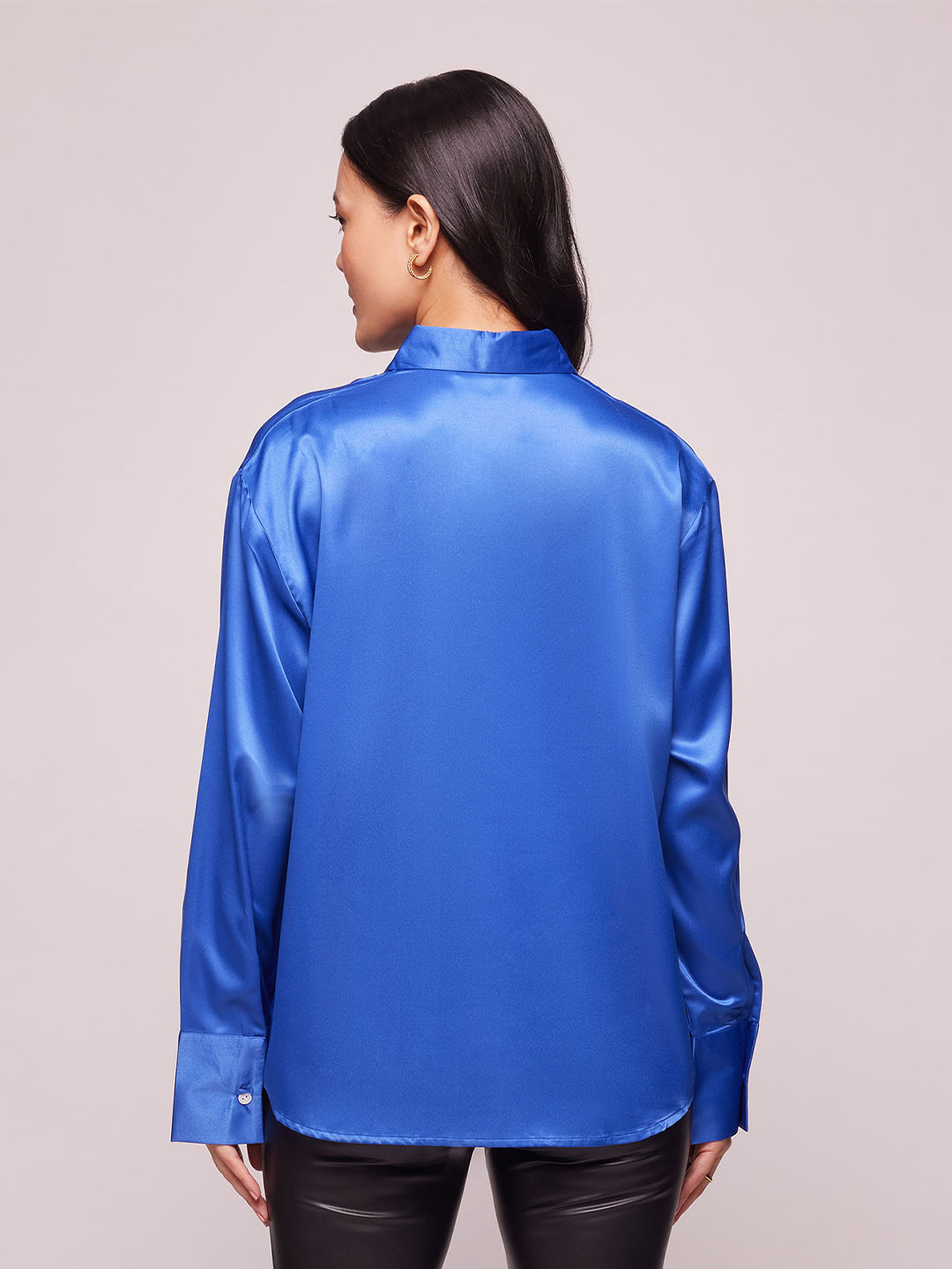 Bombay High Women's Royal Blue Solid Satin Shirt