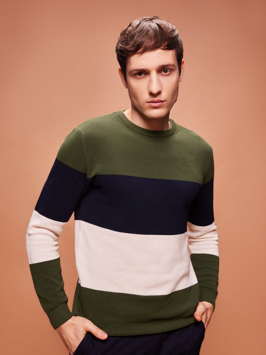 Bombay High Men's Premium Cotton Multicolored Knit Pullover