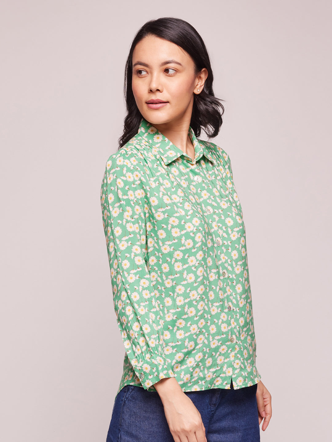 Bombay High Women's Full Sleeve Floral Print Relaxed Fit Shirt