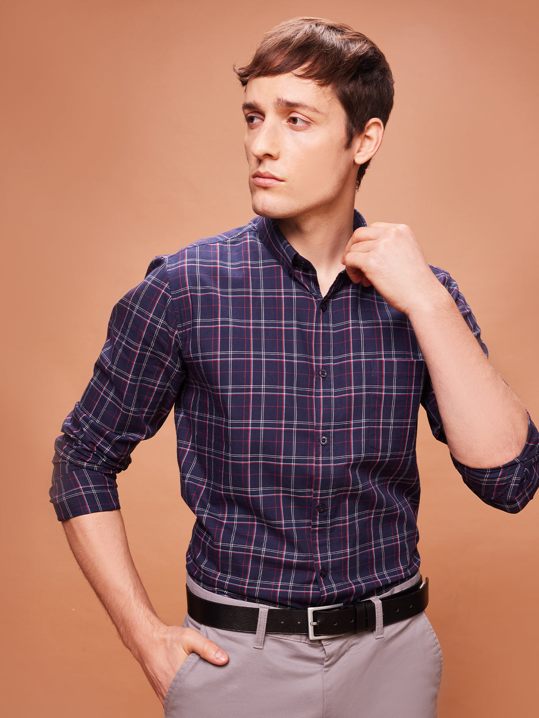 Bombay High Men's Chequered Electric Blue Shirt