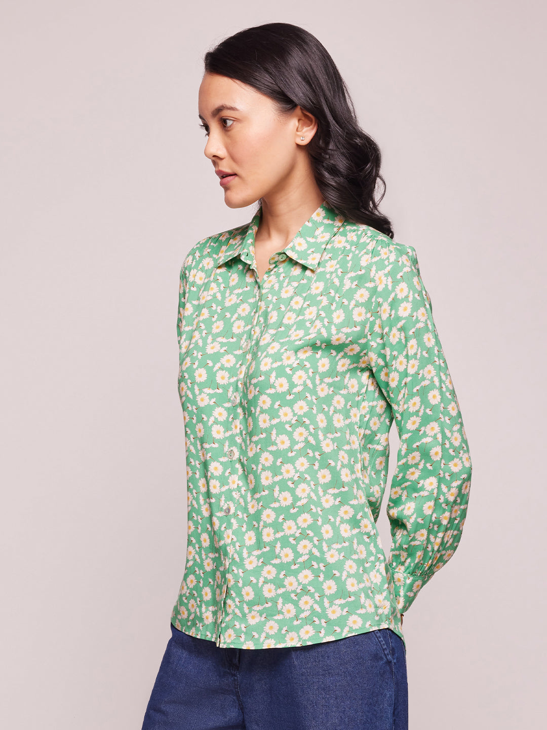 Bombay High Women's Full Sleeve Floral Print Relaxed Fit Shirt