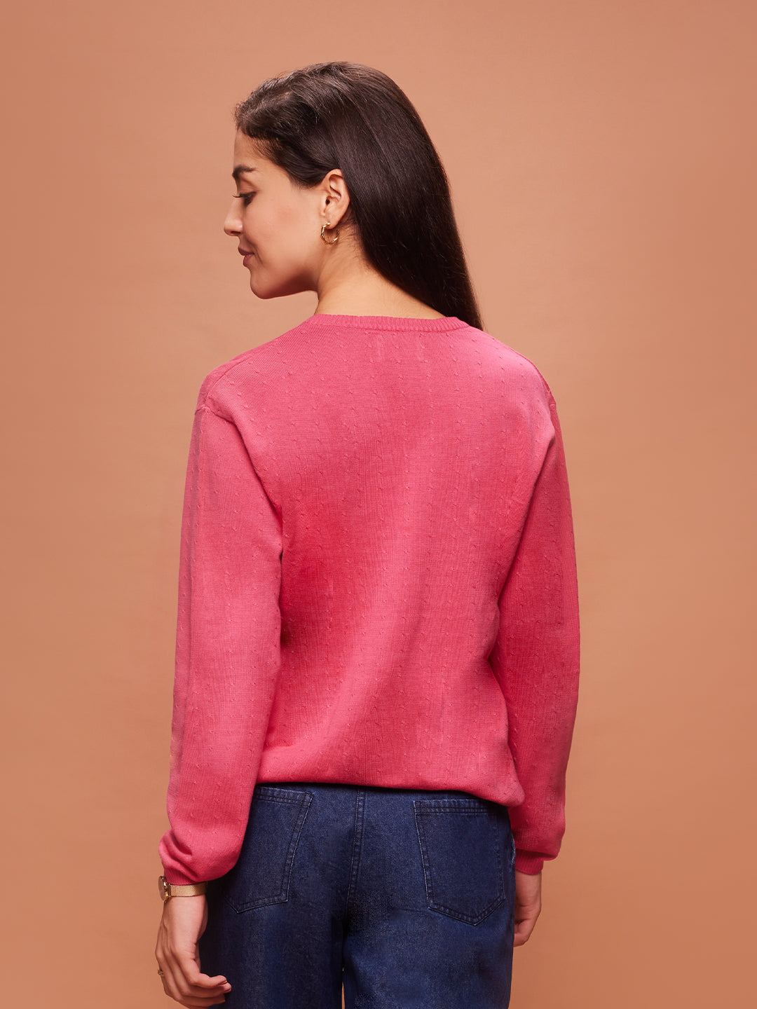Bombay High Women's Premium Cotton Full Sleeve Dark Pink Pullover
