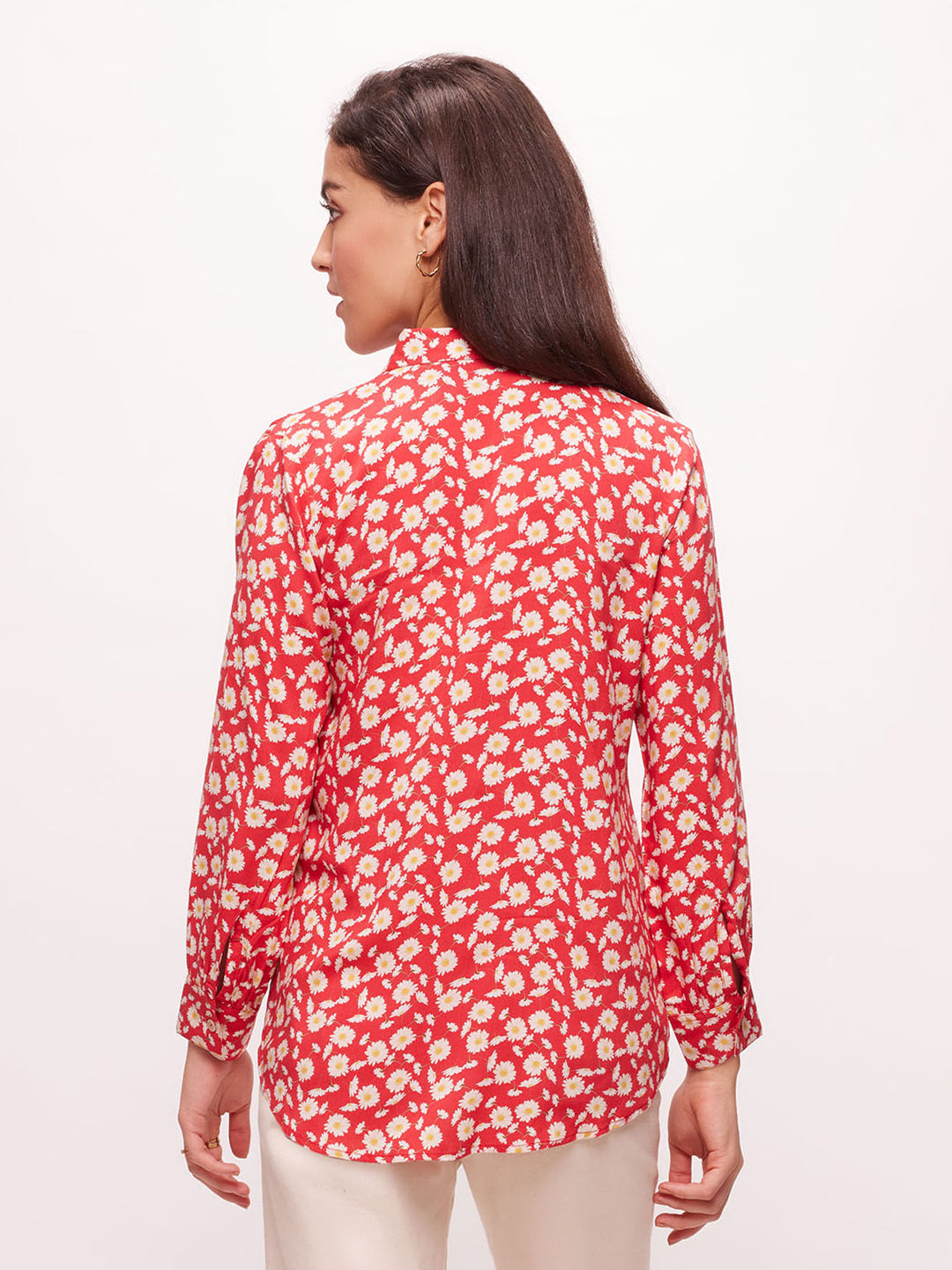 Bombay High Women's Cherry Red Full Sleeves Floral Print Relaxed Fit Shirt