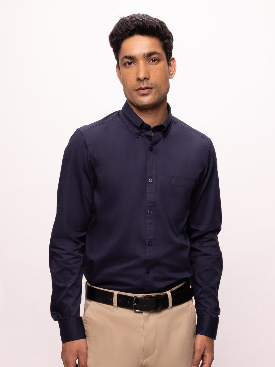 Bombay High Men's Solid Prussian Blue Shirt