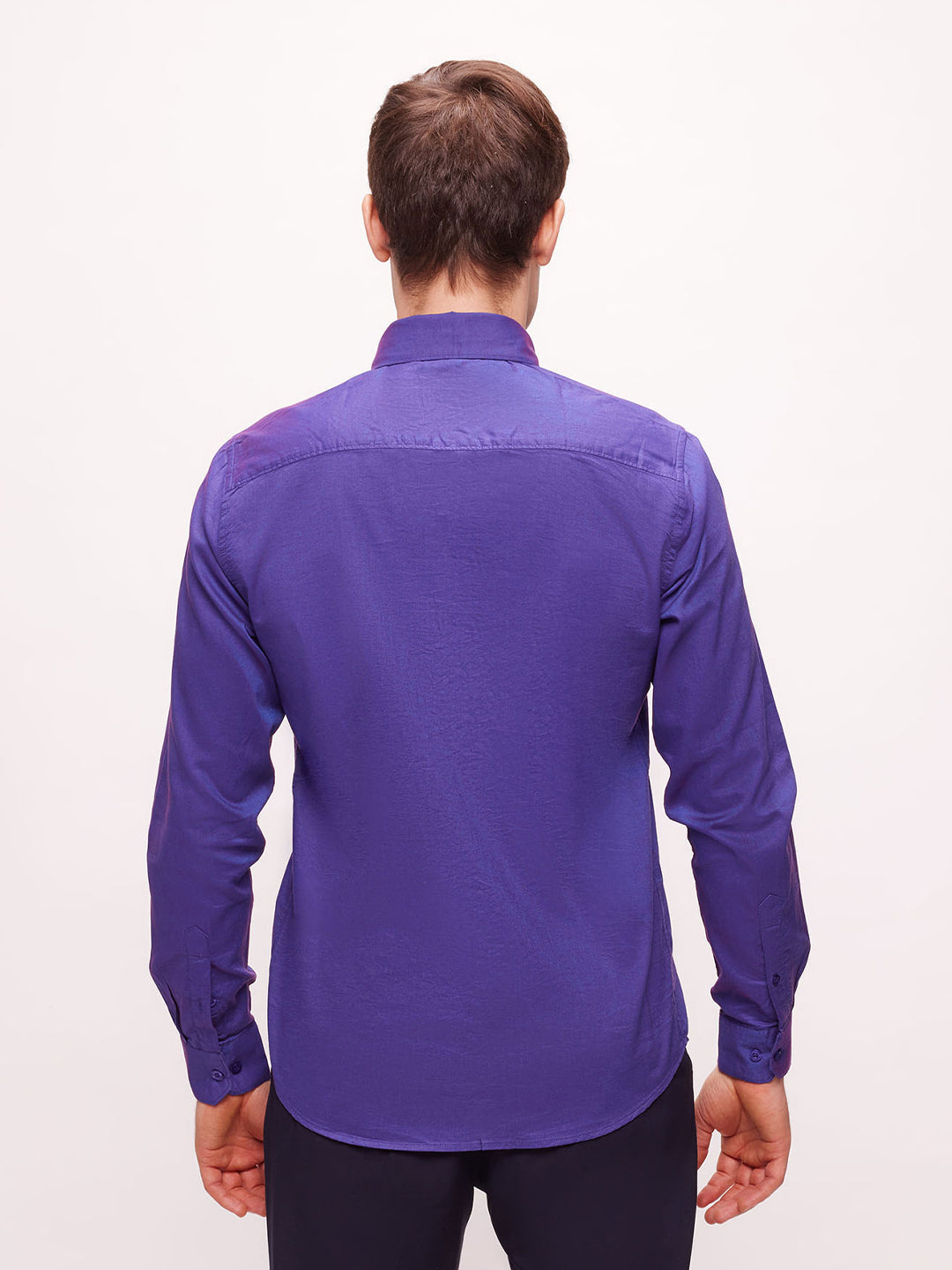 Bombay High Men's Violet Indigo Premium Cotton Solid Shirt
